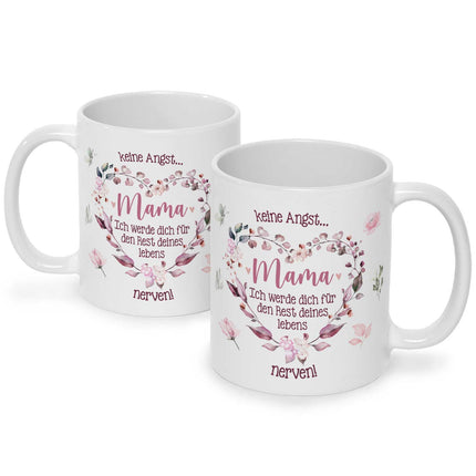 SEO. Bedruckte Tasse mit Spruch Keine Angst Mama - Linkreich