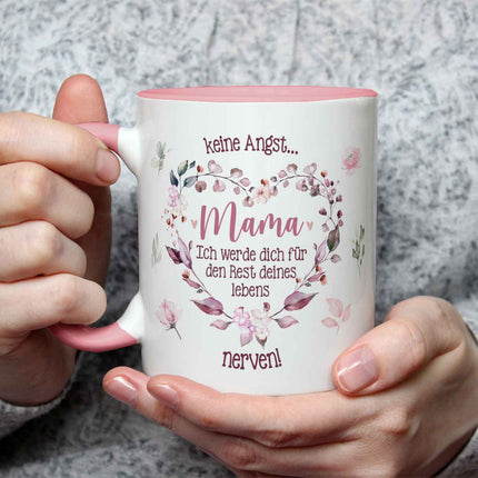 SEO. Bedruckte Tasse mit Spruch Keine Angst Mama - Linkreich
