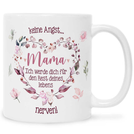 SEO. Bedruckte Tasse mit Spruch Keine Angst Mama - Linkreich