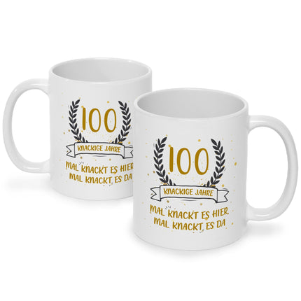 SEO. Bedruckte Tasse mit Spruch Knackige Jahre - Weiß Linkreich