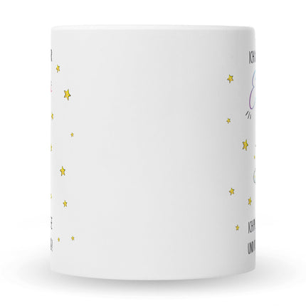 SEO. Bedruckte Tasse mit Spruch Königin der Einhörner - Schwarz & Weiß Linkreich