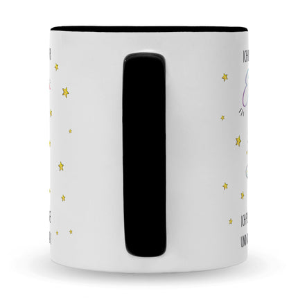 SEO. Bedruckte Tasse mit Spruch Königin der Einhörner - Schwarz & Weiß Linkreich