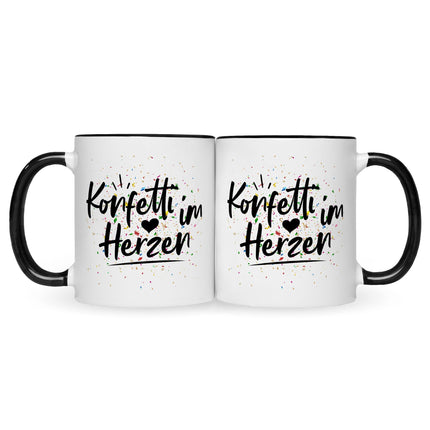 SEO. Bedruckte Tasse mit Spruch Konfetti im Herzen - Schwarz & Weiß Linkreich