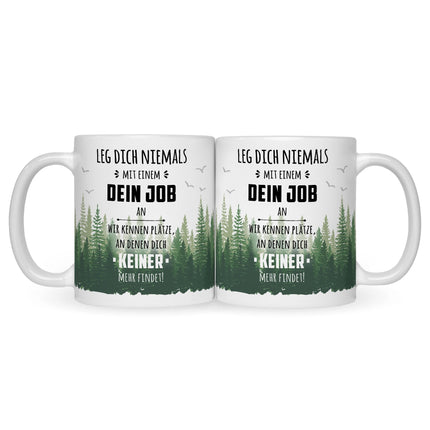 SEO. Bedruckte Tasse mit Spruch Leg dich niemals mit mir an - Für Ihn Weiß Linkreich
