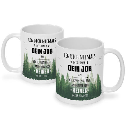 SEO. Bedruckte Tasse mit Spruch Leg dich niemals mit mir an - Für Sie Weiß Linkreich