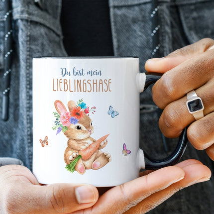 SEO. Bedruckte Tasse mit Spruch Lieblingshase - Weiß Linkreich