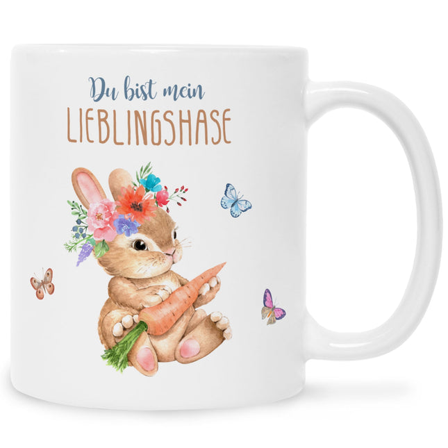 SEO. Bedruckte Tasse mit Spruch Lieblingshase - Weiß Linkreich
