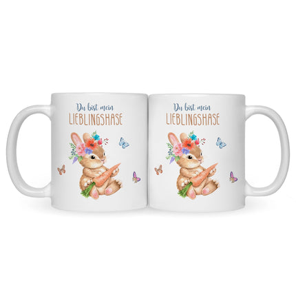 SEO. Bedruckte Tasse mit Spruch Lieblingshase - Weiß Linkreich