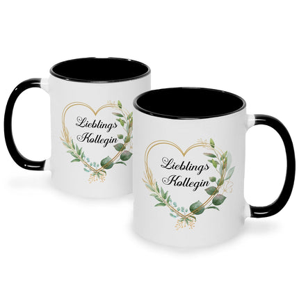 SEO. Bedruckte Tasse mit Spruch Lieblingskollegin - Schwarz & Weiß Linkreich