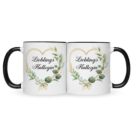 SEO. Bedruckte Tasse mit Spruch Lieblingskollegin - Schwarz & Weiß Linkreich