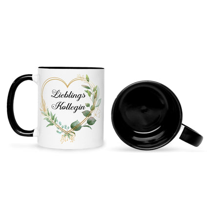 SEO. Bedruckte Tasse mit Spruch Lieblingskollegin - Schwarz & Weiß Linkreich