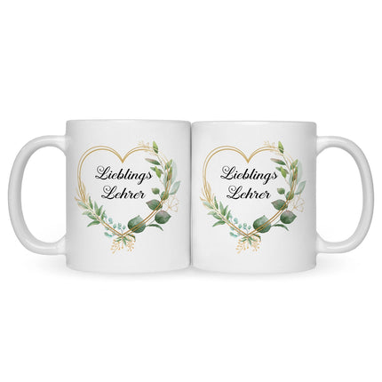 SEO. Bedruckte Tasse mit Spruch Lieblingslehrer/Lieblingslehrerin - Lehrer - Weiß Linkreich