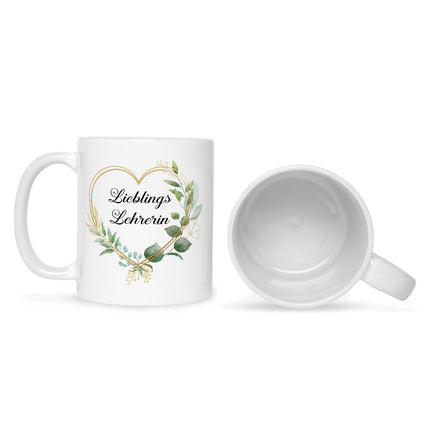 SEO. Bedruckte Tasse mit Spruch Lieblingslehrer/Lieblingslehrerin - Lehrerin - Weiß Linkreich