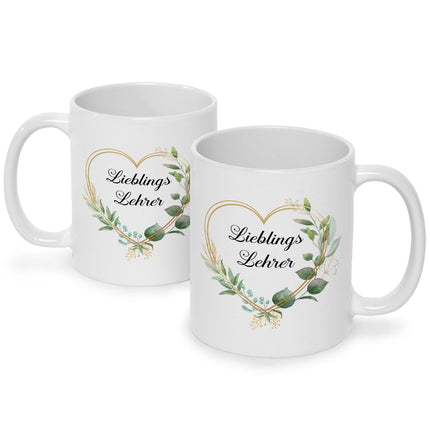 SEO. Bedruckte Tasse mit Spruch Lieblingslehrer/Lieblingslehrerin - Lehrer - Weiß Linkreich