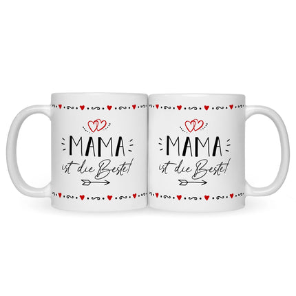 SEO. Bedruckte Tasse mit Spruch Mama ist die Beste! - Weiß Linkreich
