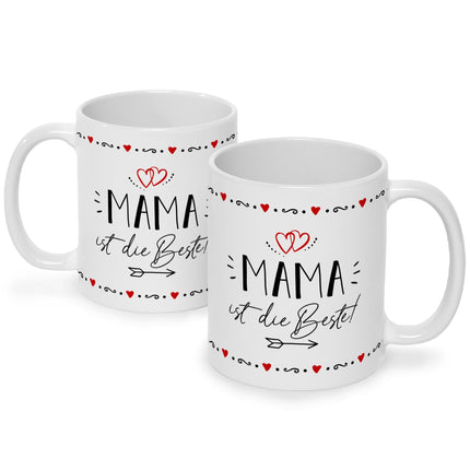 SEO. Bedruckte Tasse mit Spruch Mama ist die Beste! - Weiß Linkreich