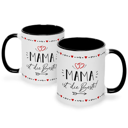 SEO. Bedruckte Tasse mit Spruch Mama ist die Beste! - Schwarz & Weiß Linkreich