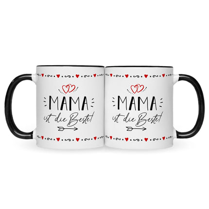 SEO. Bedruckte Tasse mit Spruch Mama ist die Beste! - Schwarz & Weiß Linkreich