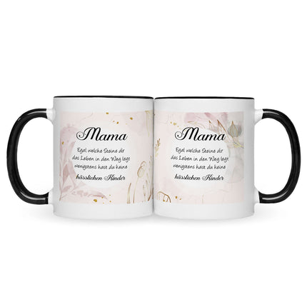 SEO. Bedruckte Tasse mit Spruch Mama wenigstens hast du keine hässlichen Kinder - Schwarz & Weiß Linkreich