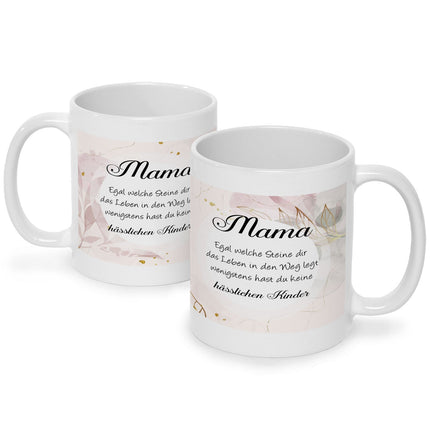 SEO. Bedruckte Tasse mit Spruch Mama wenigstens hast du keine hässlichen Kinder - Weiß Linkreich