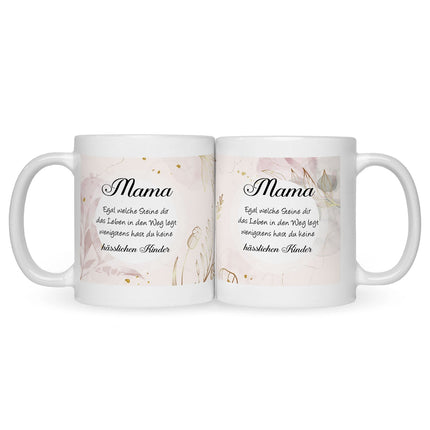SEO. Bedruckte Tasse mit Spruch Mama wenigstens hast du keine hässlichen Kinder - Weiß Linkreich