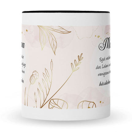 SEO. Bedruckte Tasse mit Spruch Mama wenigstens hast du keine hässlichen Kinder - Schwarz & Weiß Linkreich