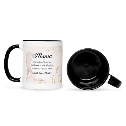 SEO. Bedruckte Tasse mit Spruch Mama wenigstens hast du keine hässlichen Kinder - Schwarz & Weiß Linkreich