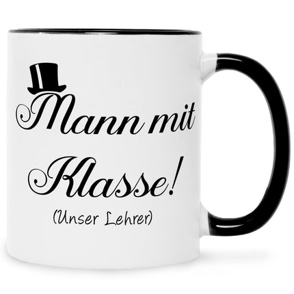 SEO. Bedruckte Tasse mit Spruch Mann mit Klasse - Schwarz & Weiß Linkreich