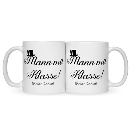 SEO. Bedruckte Tasse mit Spruch Mann mit Klasse - Weiß Linkreich