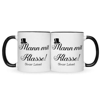 SEO. Bedruckte Tasse mit Spruch Mann mit Klasse - Schwarz & Weiß Linkreich