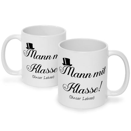 SEO. Bedruckte Tasse mit Spruch Mann mit Klasse - Weiß Linkreich
