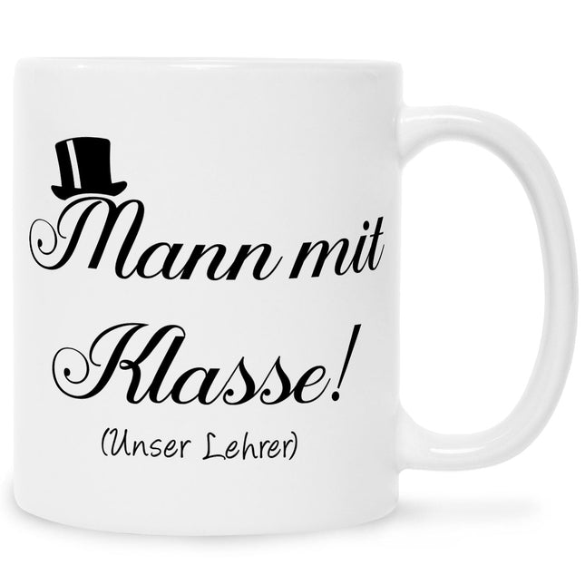 SEO. Bedruckte Tasse mit Spruch Mann mit Klasse - Weiß Linkreich