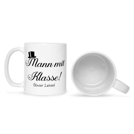 SEO. Bedruckte Tasse mit Spruch Mann mit Klasse - Weiß Linkreich