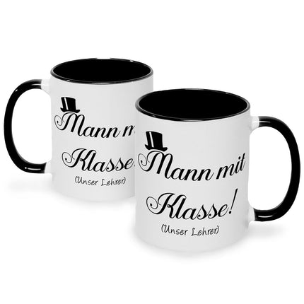 SEO. Bedruckte Tasse mit Spruch Mann mit Klasse - Schwarz & Weiß Linkreich