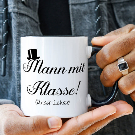 SEO. Bedruckte Tasse mit Spruch Mann mit Klasse - Weiß Linkreich