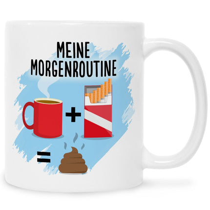 SEO. Bedruckte Tasse mit Spruch Meine Morgenroutine - Linkreich