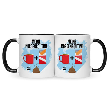 SEO. Bedruckte Tasse mit Spruch Meine Morgenroutine - Linkreich