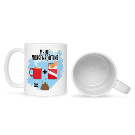 SEO. Bedruckte Tasse mit Spruch Meine Morgenroutine - Linkreich
