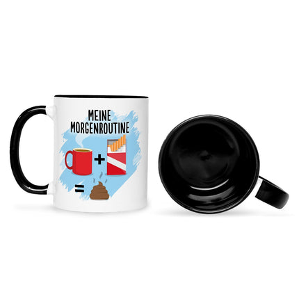 SEO. Bedruckte Tasse mit Spruch Meine Morgenroutine - Linkreich