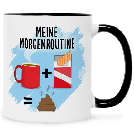 SEO. Bedruckte Tasse mit Spruch Meine Morgenroutine - Linkreich