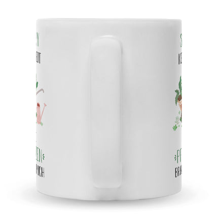SEO. Bedruckte Tasse mit Spruch Meine Pflanzen brauchen mich - Weiß Linkreich