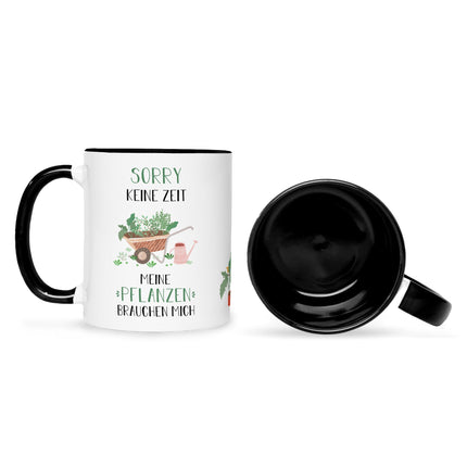 SEO. Bedruckte Tasse mit Spruch Meine Pflanzen brauchen mich - Schwarz & Weiß Linkreich