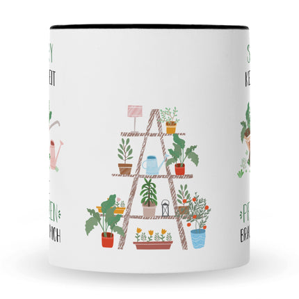 SEO. Bedruckte Tasse mit Spruch Meine Pflanzen brauchen mich - Schwarz & Weiß Linkreich