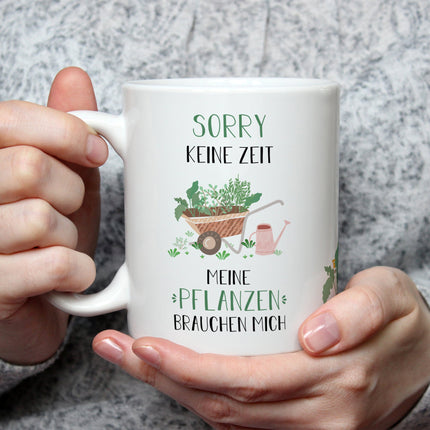 SEO. Bedruckte Tasse mit Spruch Meine Pflanzen brauchen mich - Weiß Linkreich