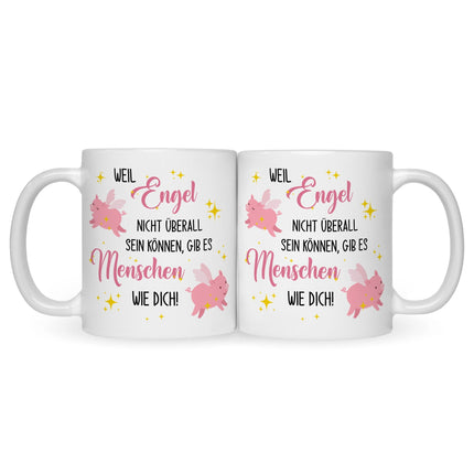 SEO. Bedruckte Tasse mit Spruch Menschen wie Dich - Schwarz & Weiß Linkreich