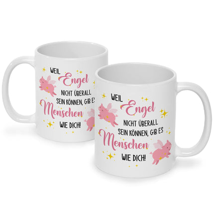 SEO. Bedruckte Tasse mit Spruch Menschen wie Dich - Schwarz & Weiß Linkreich