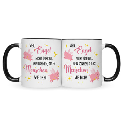 SEO. Bedruckte Tasse mit Spruch Menschen wie Dich - Schwarz & Weiß Linkreich