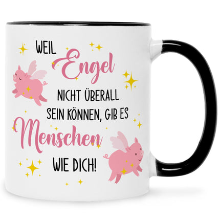 SEO. Bedruckte Tasse mit Spruch Menschen wie Dich - Schwarz & Weiß Linkreich