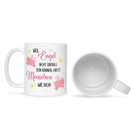 SEO. Bedruckte Tasse mit Spruch Menschen wie Dich - Schwarz & Weiß Linkreich