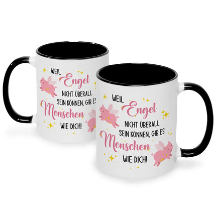 SEO. Bedruckte Tasse mit Spruch Menschen wie Dich - Schwarz & Weiß Linkreich